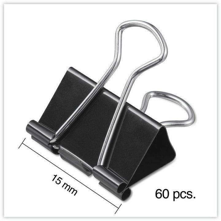 Image of Universal 11060 Binder Clips with Storage Tub, Mini, Black/Silver, 60/Pack