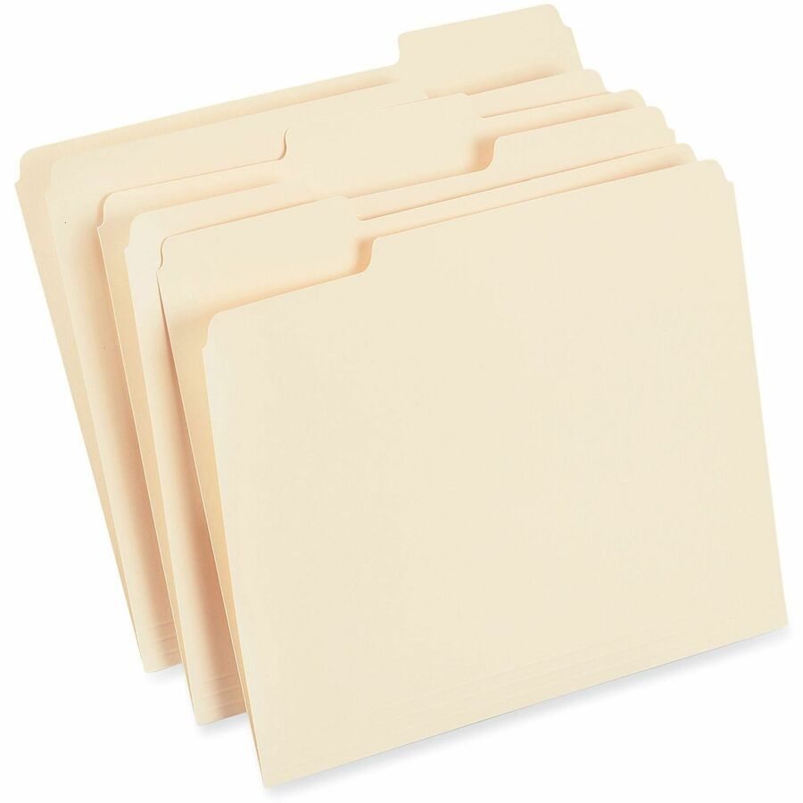 Image of Universal 18103 Top Tab File Folder, 8 1/2" x 11", 3/4" Expansion, Assorted Tab Position, 11 pt., Paper Stock, Brown, 30% Recycled, 250 / Carton