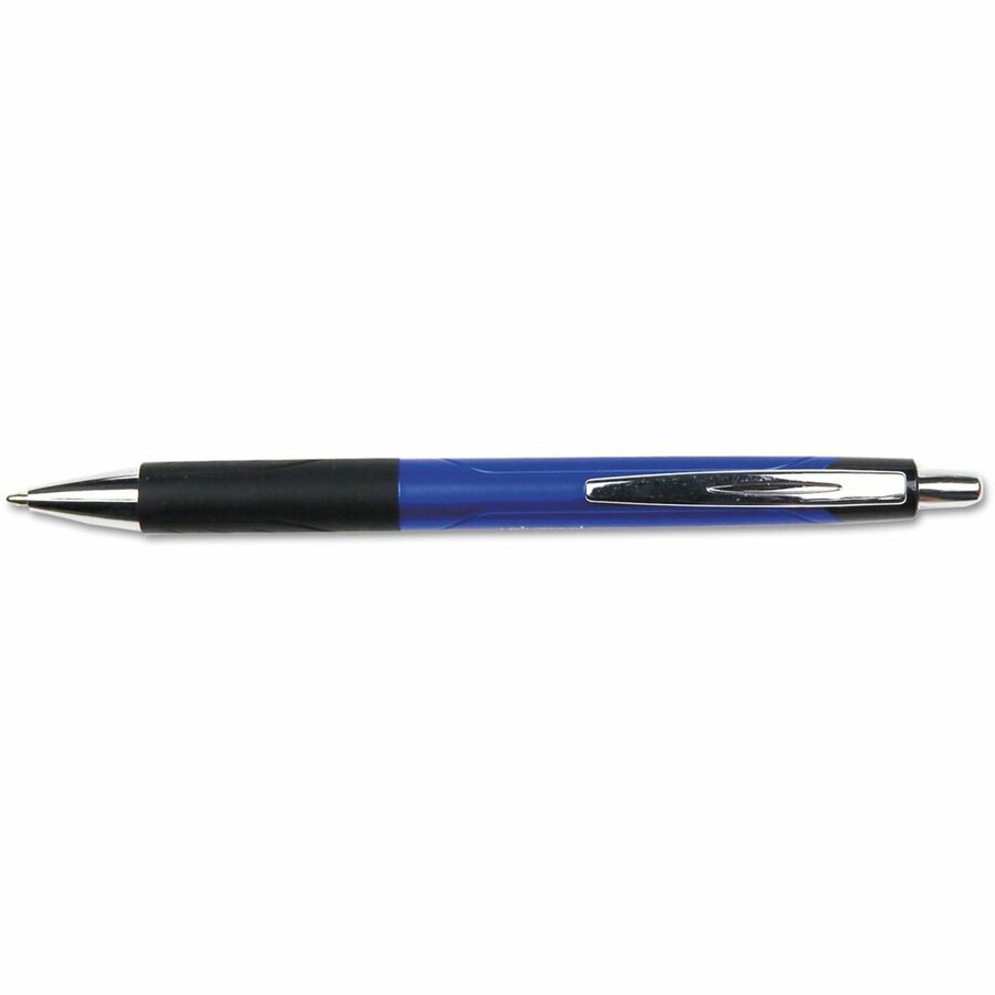 Image of Universal® Comfort Grip Ballpoint Pen, Retractable, Medium 1 mm, Blue Ink, Blue/Black Barrel, Dozen