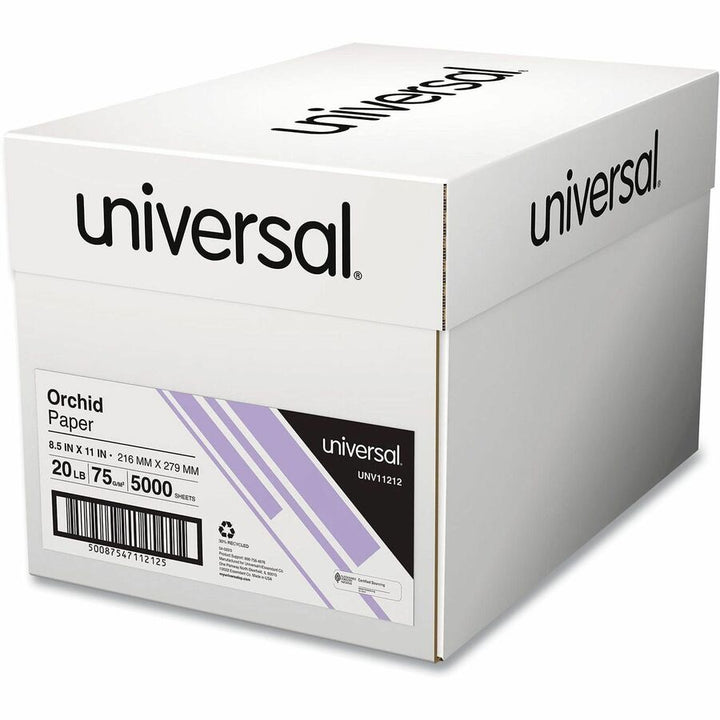 Image of Universal® Deluxe Colored Paper, 20 lb Bond Weight, 8.5 x 11, Orchid, 500 Sheets/Ream, 10 Reams/Carton