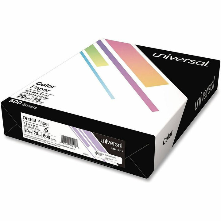 Image of Universal® Deluxe Colored Paper, 20 lb Bond Weight, 8.5 x 11, Orchid, 500 Sheets/Ream, 10 Reams/Carton