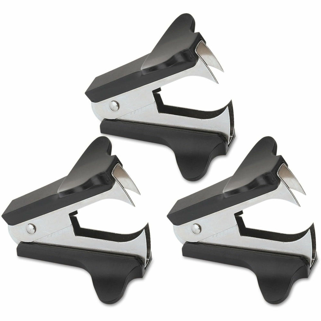 Image of Universal 00700VP Jaw-Style Stapler Remover, Plastic, Steel, Black, Comfortable Grip, 3 / Pack