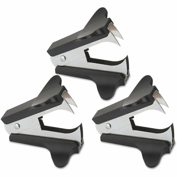 Image of Universal 00700VP Jaw-Style Stapler Remover, Plastic, Steel, Black, Comfortable Grip, 3 / Pack