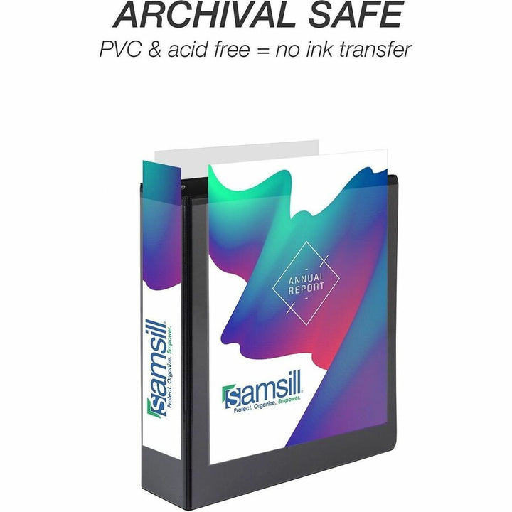 Image of Samsill® Durable D-Ring View Binders, 3 Rings, 2" Capacity, 11.5" x 8.5", Black, 4/Pack