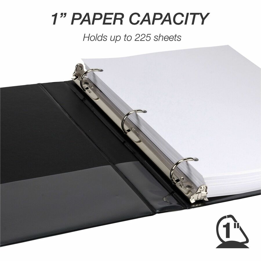 Image of Samsill® Durable D-Ring View Binders, 3 Rings, 1" Capacity, 11.5" x 8.5", Black, 4/Pack
