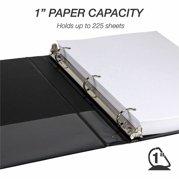 Image of Samsill® Durable D-Ring View Binders, 3 Rings, 1" Capacity, 11.5" x 8.5", Black, 4/Pack