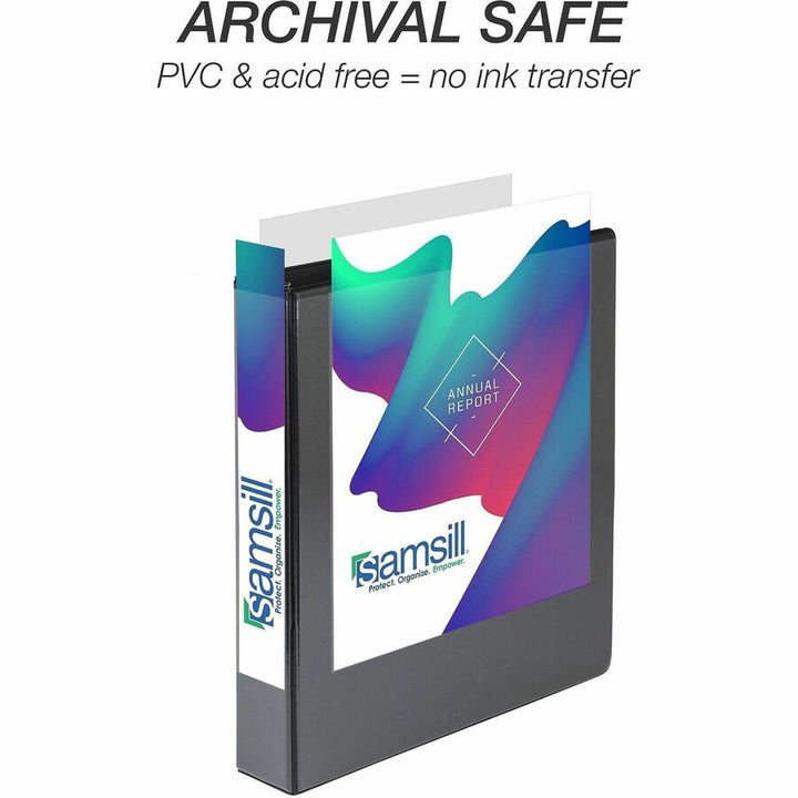 Image of Samsill® Durable D-Ring View Binders, 3 Rings, 1.5" Capacity, 11.5" x 8.5", Black, 4/Pack