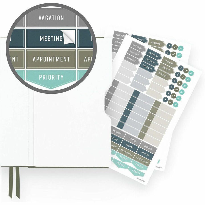 Image of AT-A-GLANCE® Foundation Undated Weekly/Monthly Planner, 8.5" x 6.75", Green Cover, 12-Month: Undated