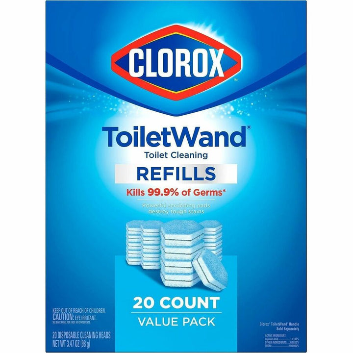 Image of Clorox 31049 ToiletWand Toilet Cleaning and Disinfecting Scrubbing Pads Refills, Blue, White, 20 / Box