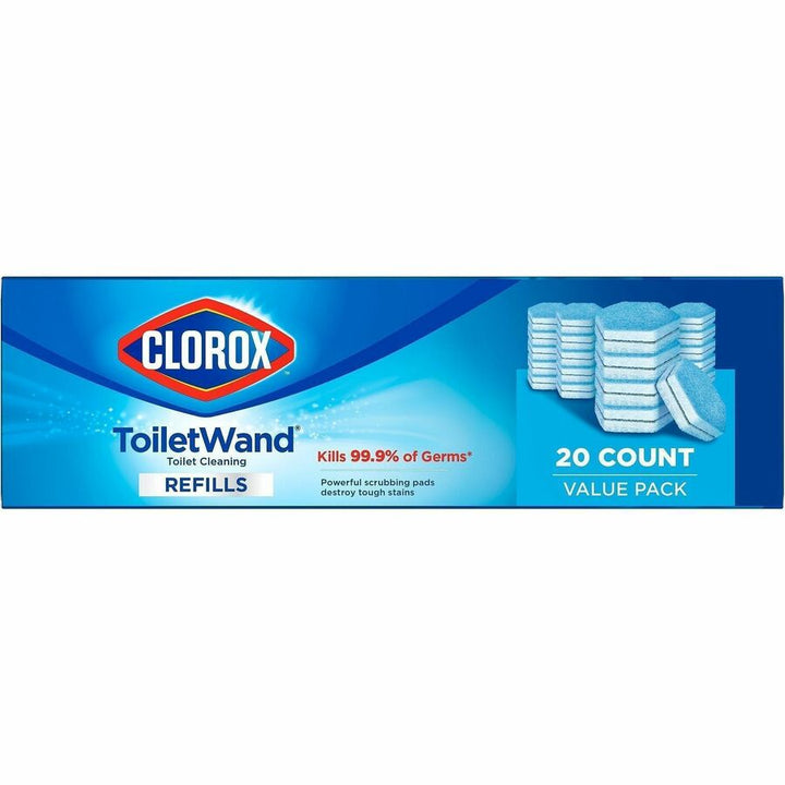 Image of Clorox 31049 ToiletWand Toilet Cleaning and Disinfecting Scrubbing Pads Refills, Blue, White, 20 / Box