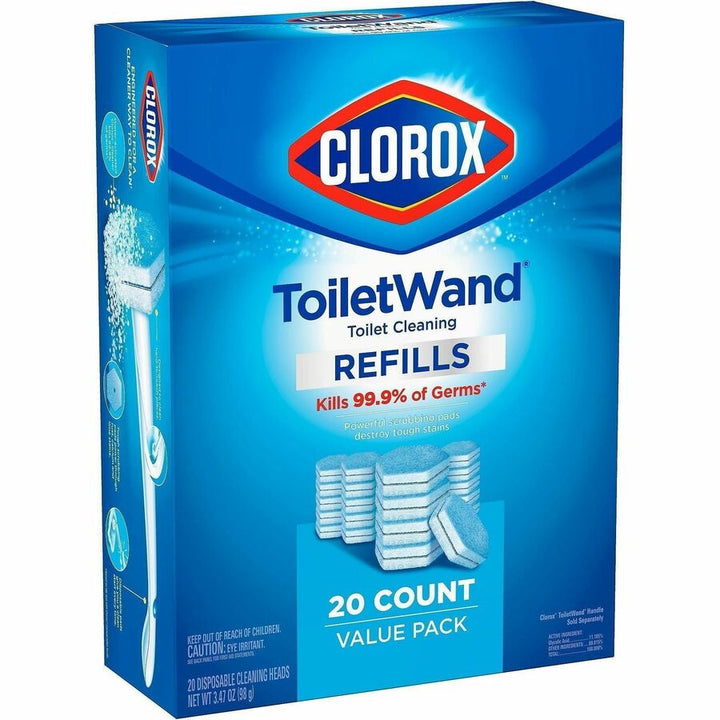 Image of Clorox 31049 ToiletWand Toilet Cleaning and Disinfecting Scrubbing Pads Refills, Blue, White, 20 / Box