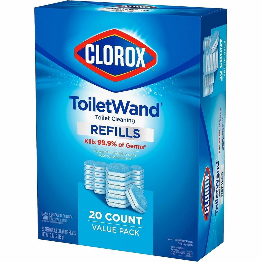 Image of Clorox 31049 ToiletWand Toilet Cleaning and Disinfecting Scrubbing Pads Refills, Blue, White, 20 / Box