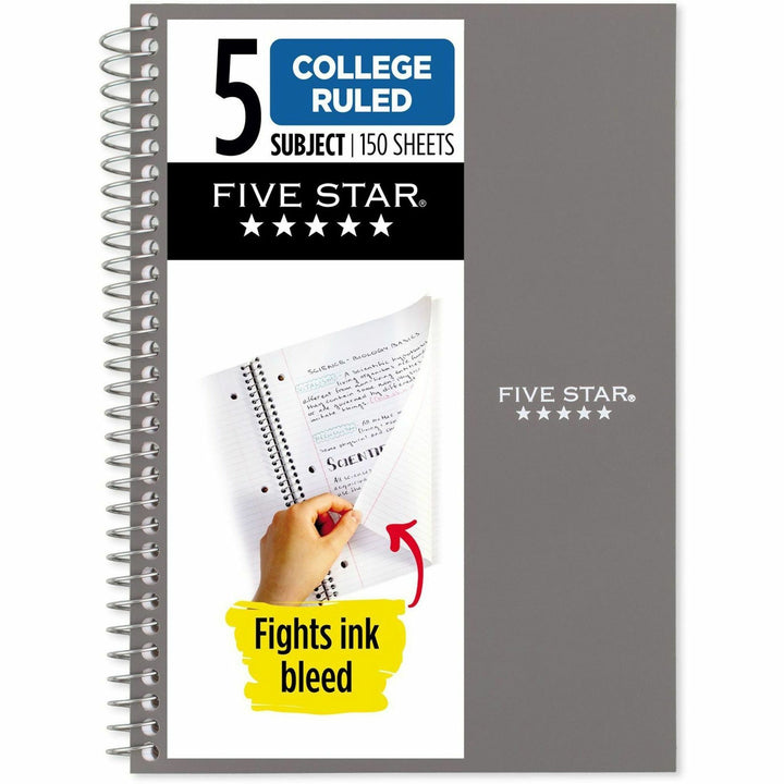 Image of Five Star® Wirebound Notebook, 5-Subject, Medium/College Rule, Randomly Assorted Cover Color, (150) 9.5 x 7.25 Sheets