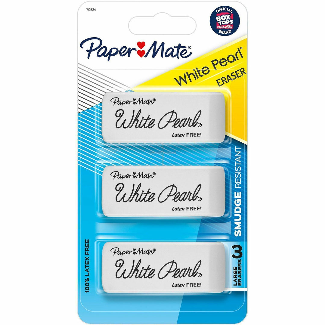 Image of Paper Mate® Eraser, Latex-Free, Smudge-Resistant, 3/PK, White