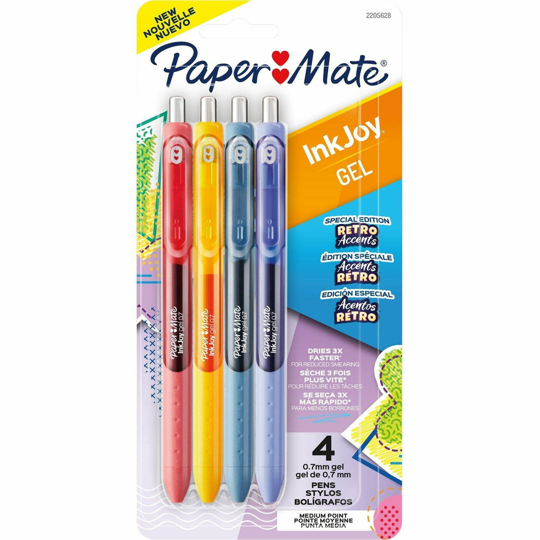 Image of Paper Mate® Pens,Gel,Inkjoy,Retractable,Retro Accents,0.7mm,4/PK,AST