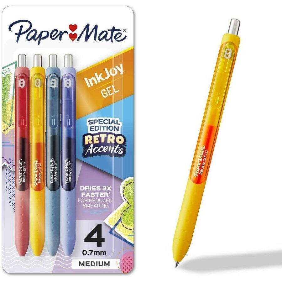 Image of Paper Mate® Pens,Gel,Inkjoy,Retractable,Retro Accents,0.7mm,4/PK,AST