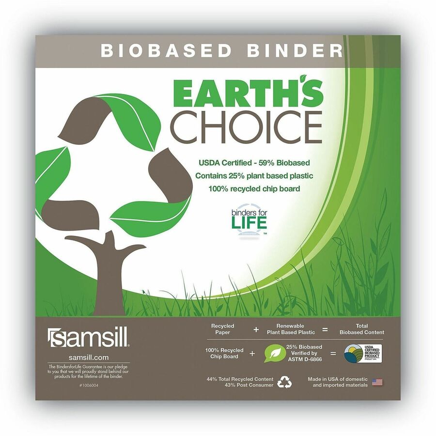 Image of Samsill U69540 Earth's Choice BOHO D-Ring View Binders, 1 1/2" Binder Capacity, Letter, 8 1/2" x 11" Sheet Size, Fastener: D-Ring, Rose, 2 / Pack