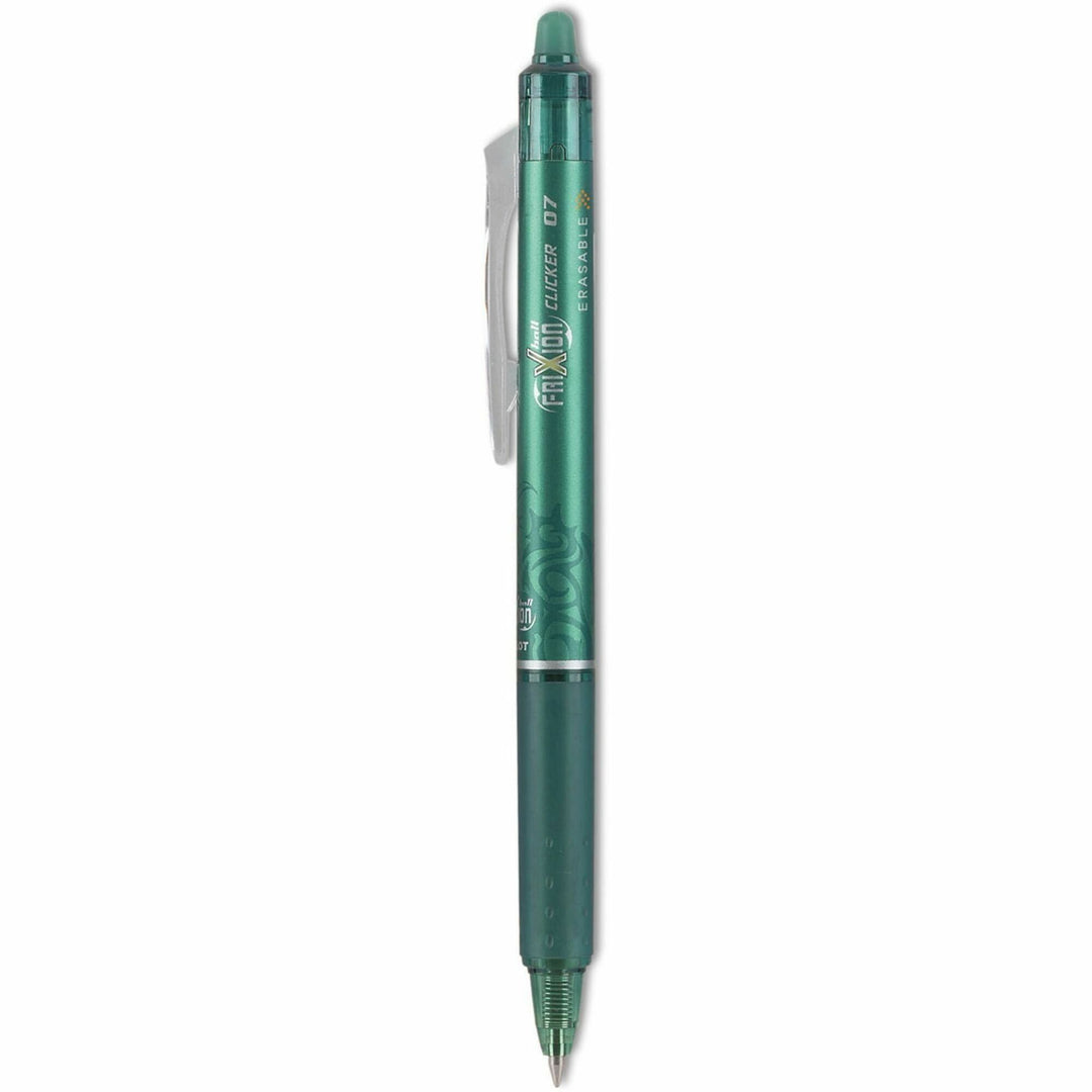 Image of Pilot® Frixion Clicker Erasable Gel Pen, Retractable, Fine 0.7 Mm, Green Ink, Green Barrel, Dozen