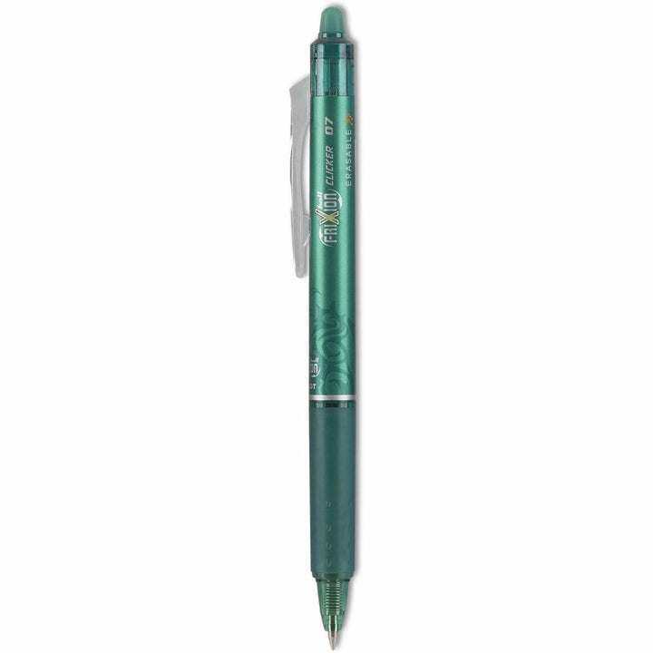 Image of Pilot® Frixion Clicker Erasable Gel Pen, Retractable, Fine 0.7 Mm, Green Ink, Green Barrel, Dozen
