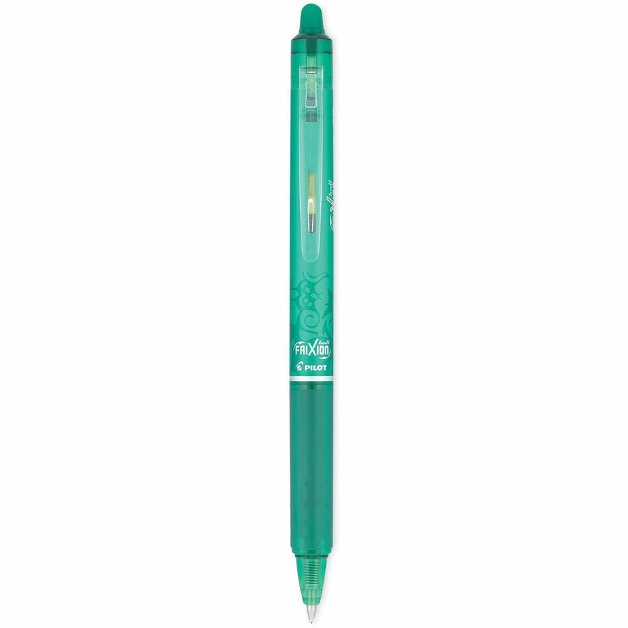 Image of Pilot® Frixion Clicker Erasable Gel Pen, Retractable, Fine 0.7 Mm, Green Ink, Green Barrel, Dozen