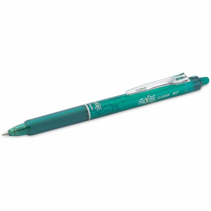 Image of Pilot® Frixion Clicker Erasable Gel Pen, Retractable, Fine 0.7 Mm, Green Ink, Green Barrel, Dozen
