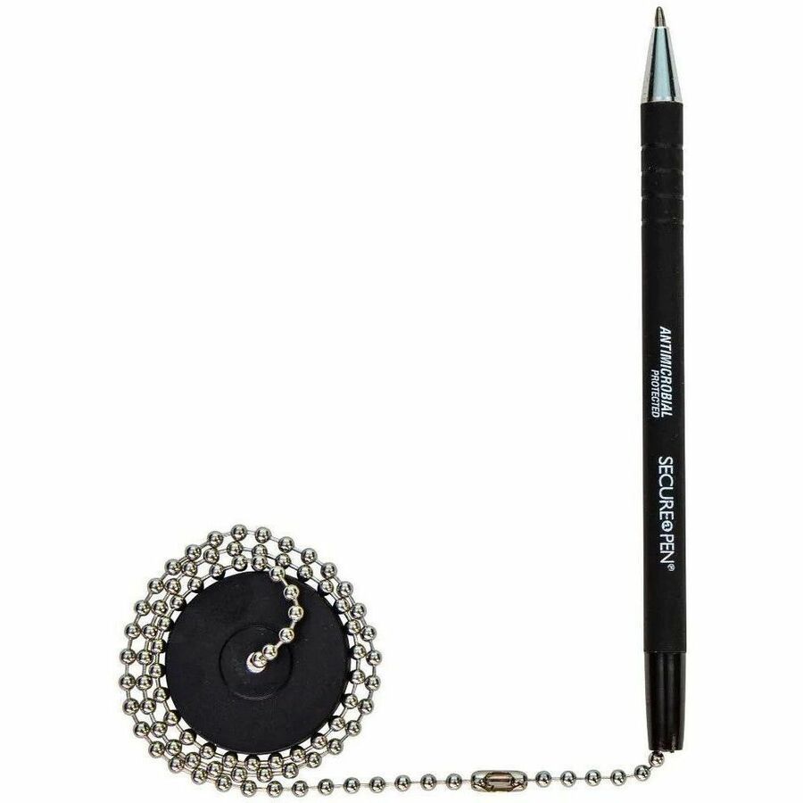 Image of CONTROLTEK® Antimicrobial Ballpoint Counter Pen, Medium 1 mm, Black Ink, Black Barrel