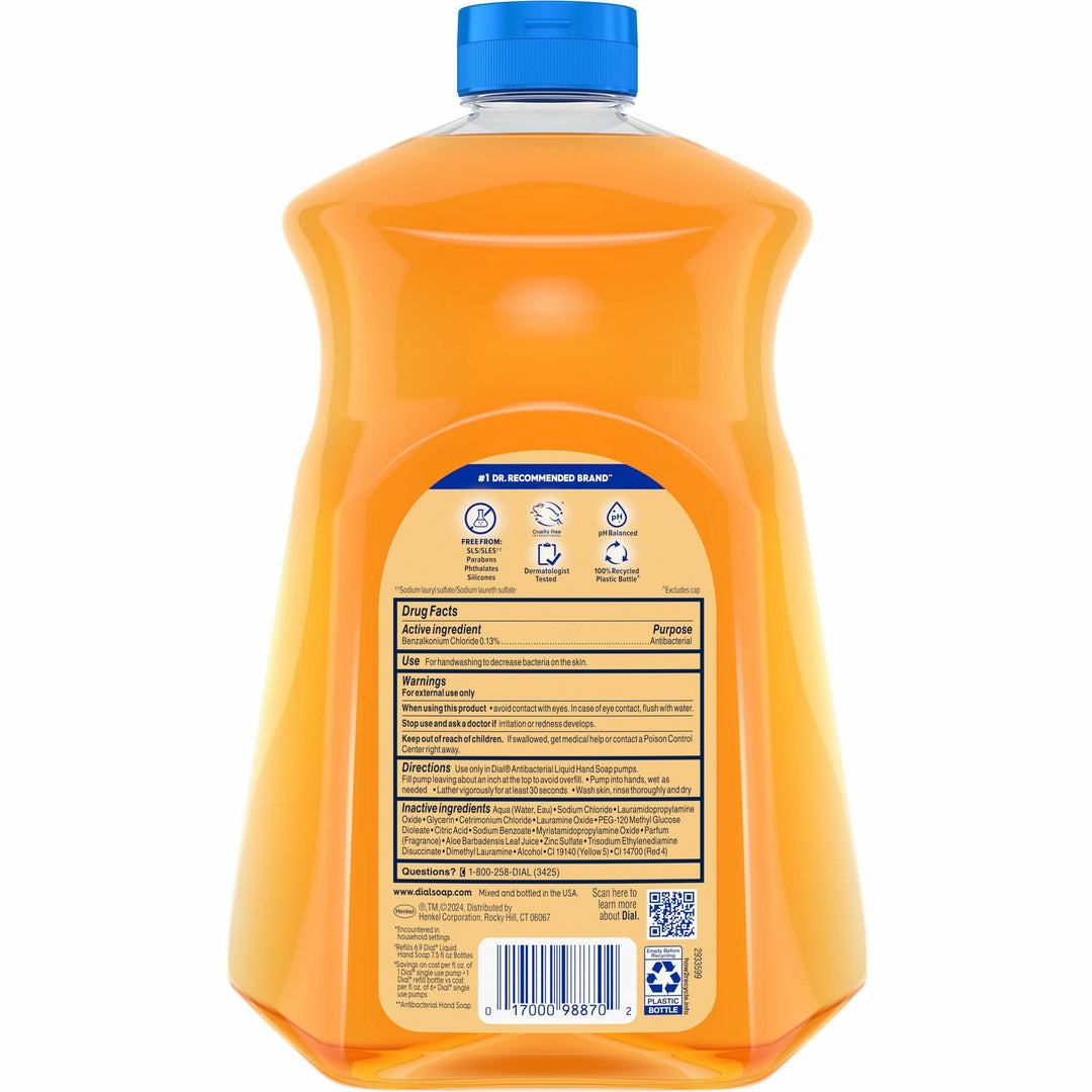 Image of Dial® Hand Soap,Antibacterial,Liquid,Gold,52oz,Orange