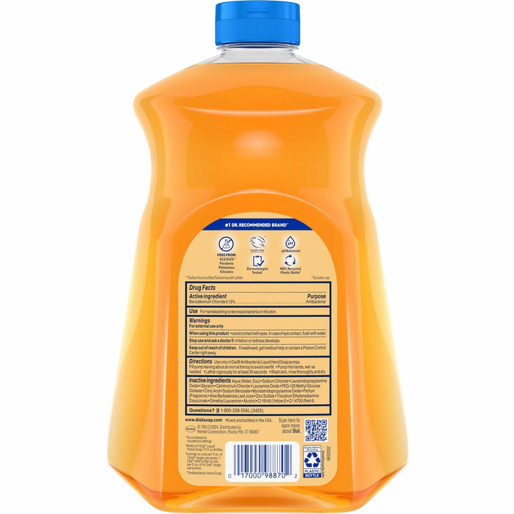 Image of Dial® Hand Soap,Antibacterial,Liquid,Gold,52oz,Orange