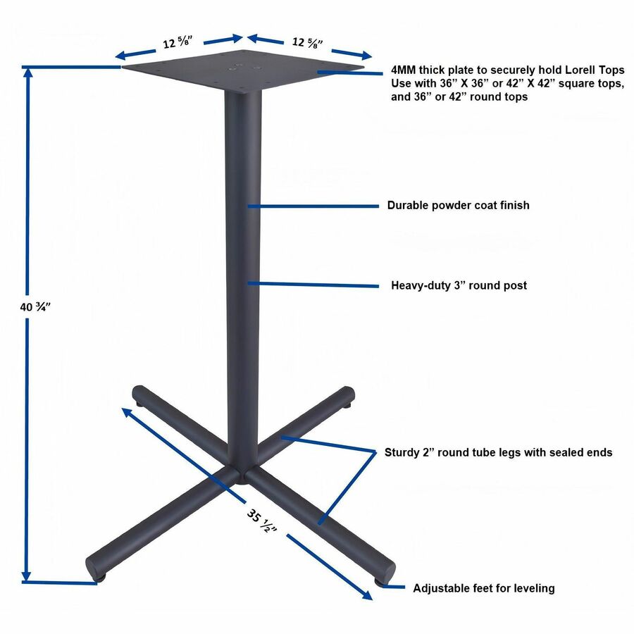 Image of Lorell Base,X,Metal,f/Lorell 36"/42"Tops,35-3/8"x35-3/8"x40-3/8",BK