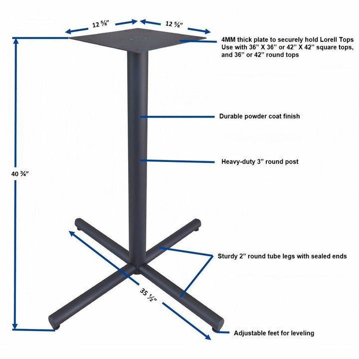 Image of Lorell Base,X,Metal,f/Lorell 36"/42"Tops,35-3/8"x35-3/8"x40-3/8",BK