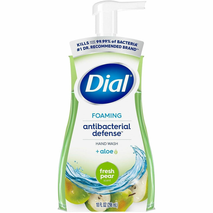 Image of Dial 34721 Foaming Hand Wash, Fresh Pear Scent, 10 fl oz, Pump Bottle Dispenser, Kill Germs, Hand, Skin, Green, 1 Each
