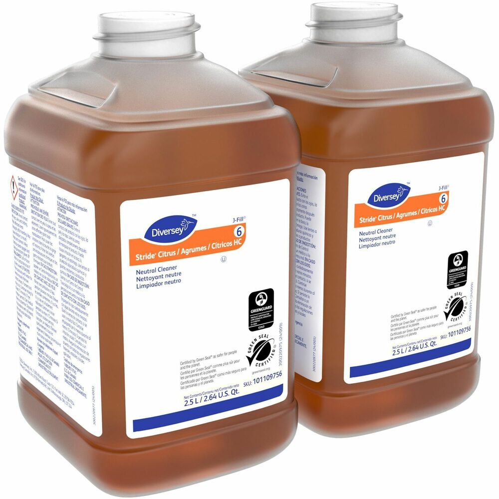 Image of Diversey Cleaner,Neutral pH,Citrus,Multipurpose,2.5 Liter,2/CT,Orange