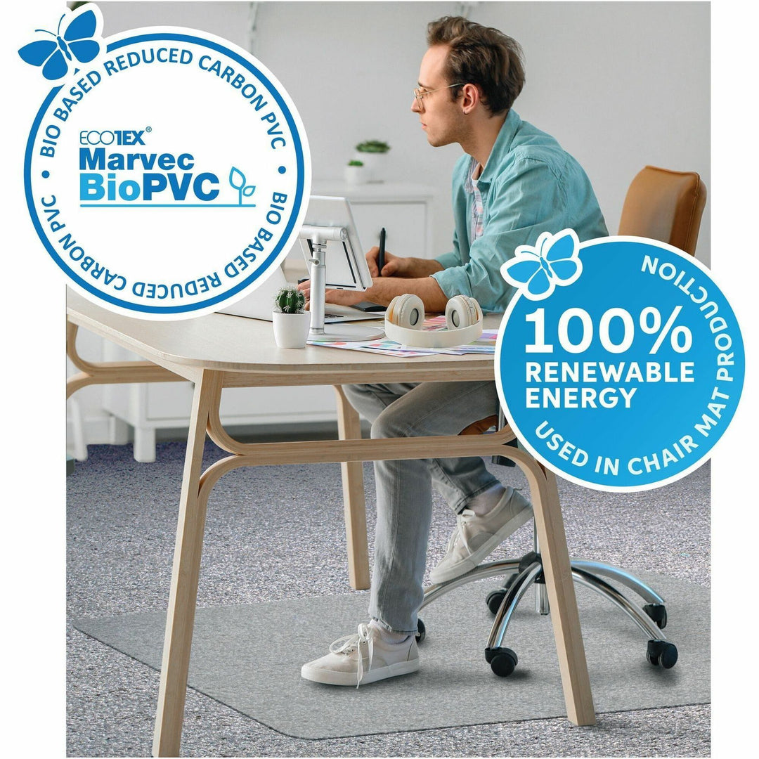Image of Floortex® Chairmat,BioPVC,Ecotex,f/Carpet,36"x48",Clear