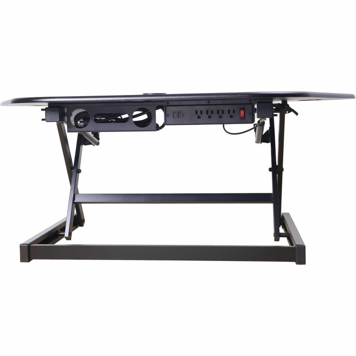 Image of Rocelco Desk Riser,Corner,4 AC Outlets,Grommet,45-1/2"x23-1/4",BK