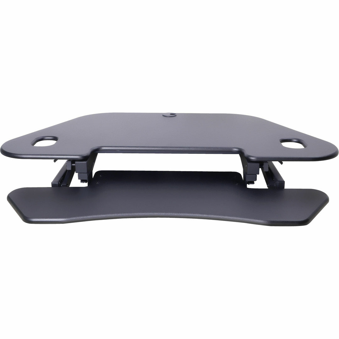 Image of Rocelco Desk Riser,Corner,4 AC Outlets,Grommet,45-1/2"x23-1/4",BK