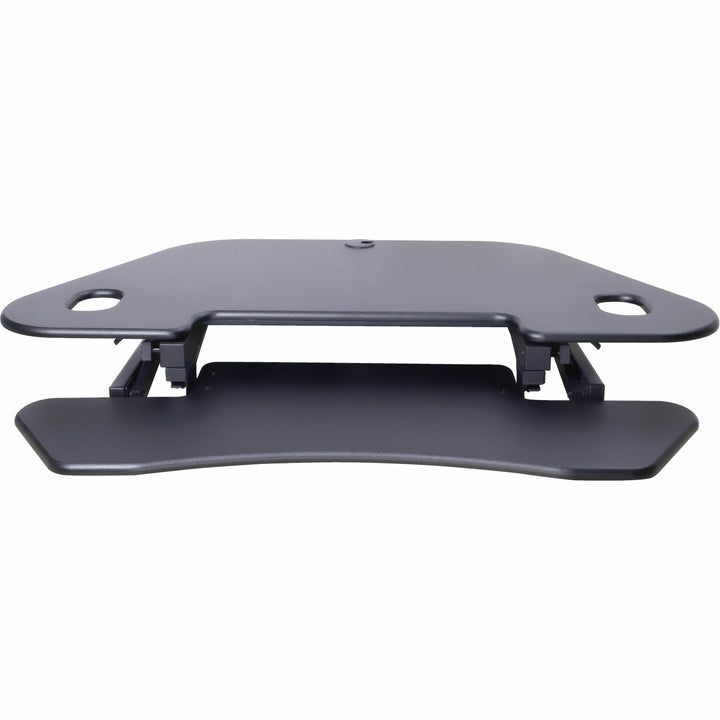 Image of Rocelco Desk Riser,Corner,4 AC Outlets,Grommet,45-1/2"x23-1/4",BK