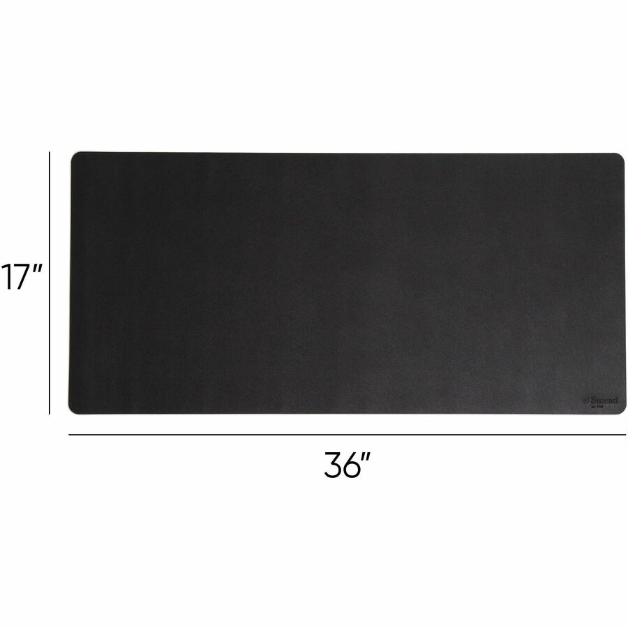 Image of Smead 64828 Waterproof Desk Pad, Rectangular, 17" W x 36" Depth, Faux Suede Backing, Vegan Leather, Charcoal, 1 Each