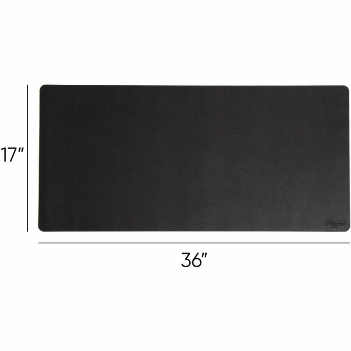 Image of Smead 64828 Waterproof Desk Pad, Rectangular, 17" W x 36" Depth, Faux Suede Backing, Vegan Leather, Charcoal, 1 Each