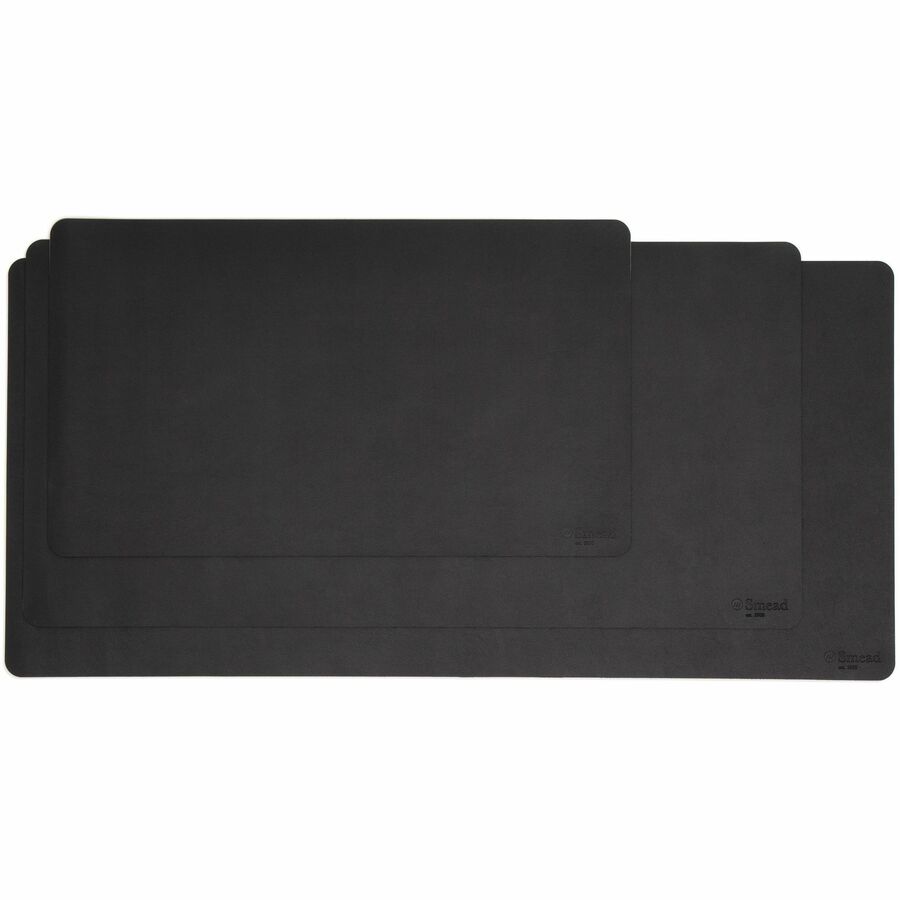 Image of Smead 64828 Waterproof Desk Pad, Rectangular, 17" W x 36" Depth, Faux Suede Backing, Vegan Leather, Charcoal, 1 Each