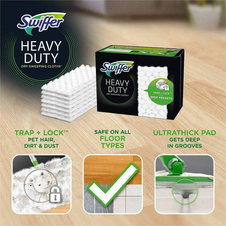 Image of Swiffer 77198 HvyDty MS Sweep Cloths, Heavy Duty, Black, 1 Box