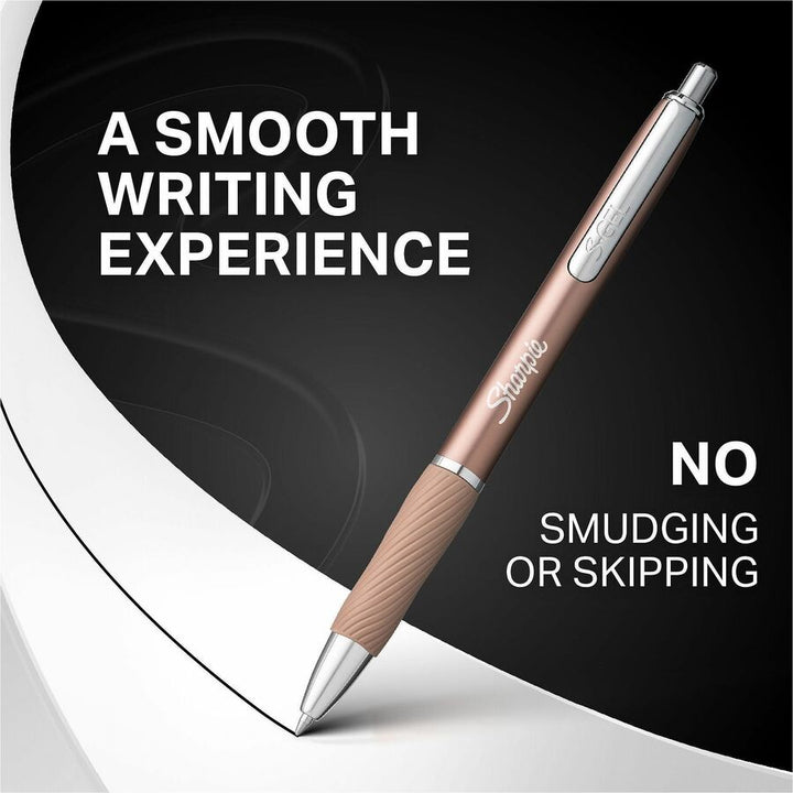 Image of Sharpie 2194742 S-Gel Pen, 0.7 mm Pen Point, Retractable, Black Ink, Gel-based, Rose Gold Metal Barrel, Writing, 2 / Pack