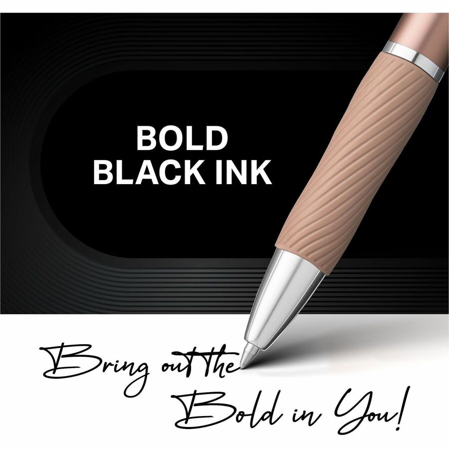 Image of Sharpie 2194742 S-Gel Pen, 0.7 mm Pen Point, Retractable, Black Ink, Gel-based, Rose Gold Metal Barrel, Writing, 2 / Pack