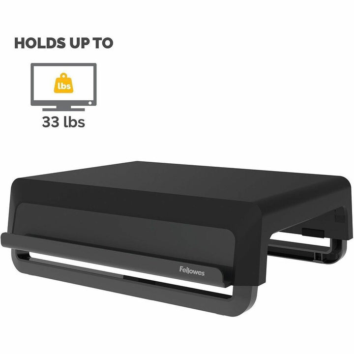 Image of Fellowes® Breyta Monitor Stand, 13.94" x 11.97" x 3.25" to 6", Black, Supports 33 lbs