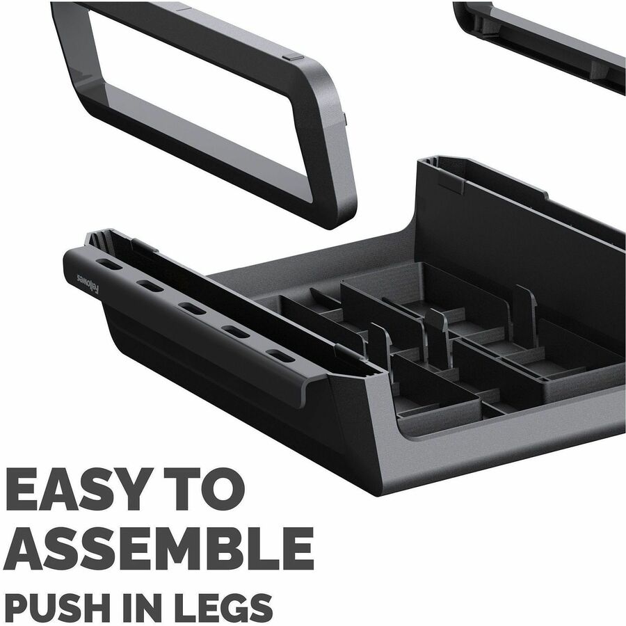 Image of Fellowes® Breyta Monitor Stand, 13.94" x 11.97" x 3.25" to 6", Black, Supports 33 lbs