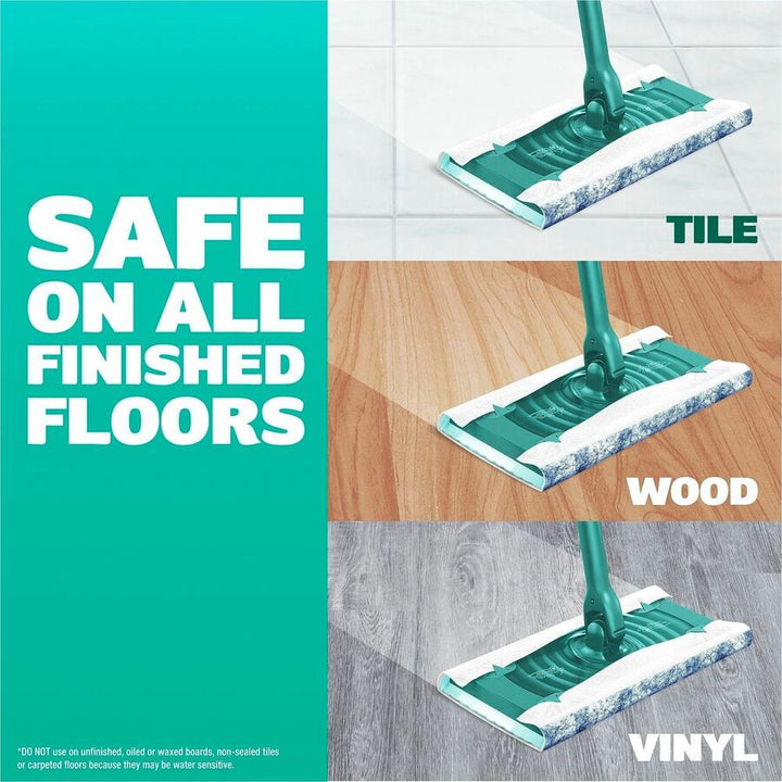 Image of Swiffer 08622 Sweeper Wet Cloths, 8" W x 10" Length, Disposable, Residue-free, Scented, Pre-moistened, Cloth, White, 12 / Pack