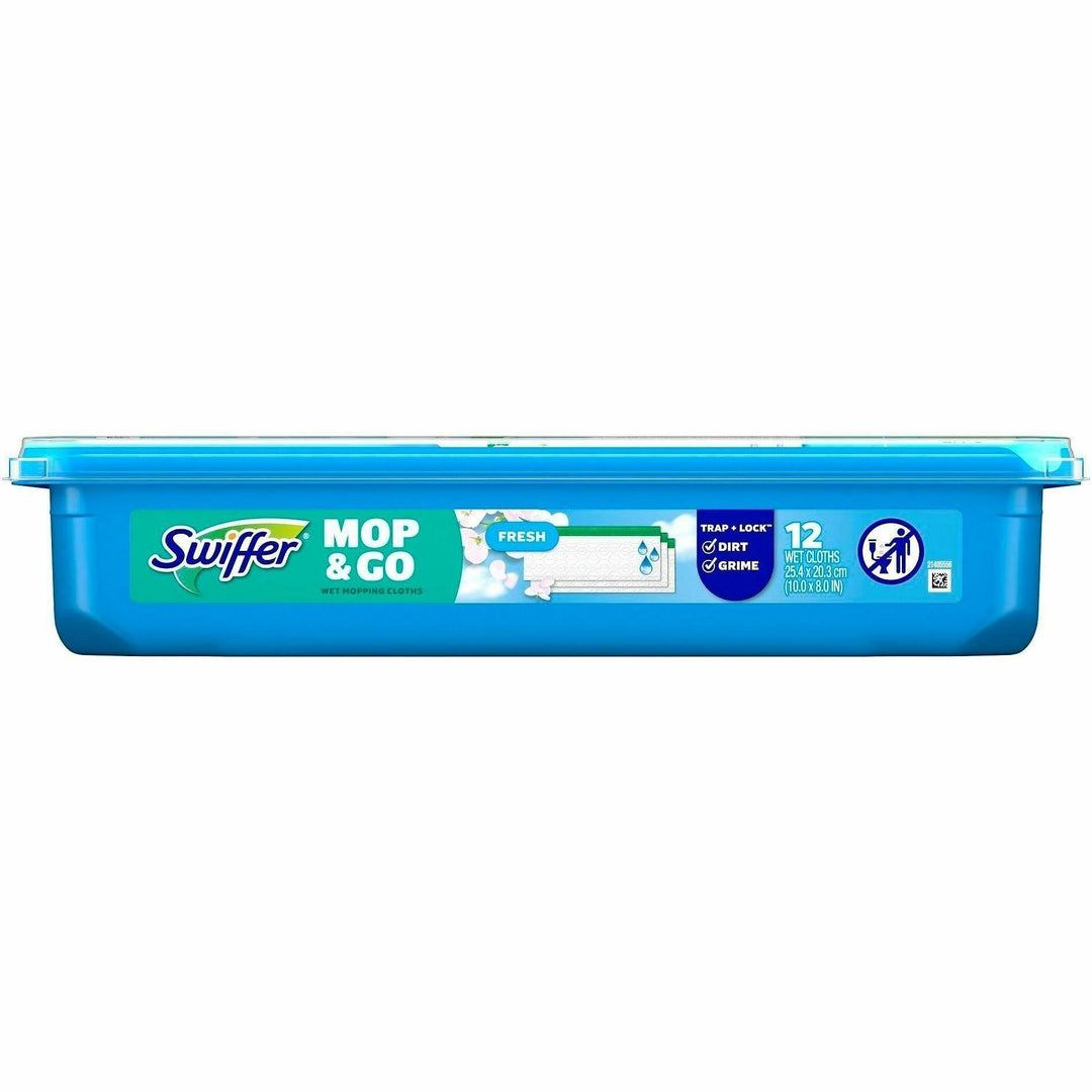 Image of Swiffer 08622 Sweeper Wet Cloths, 8" W x 10" Length, Disposable, Residue-free, Scented, Pre-moistened, Cloth, White, 12 / Pack
