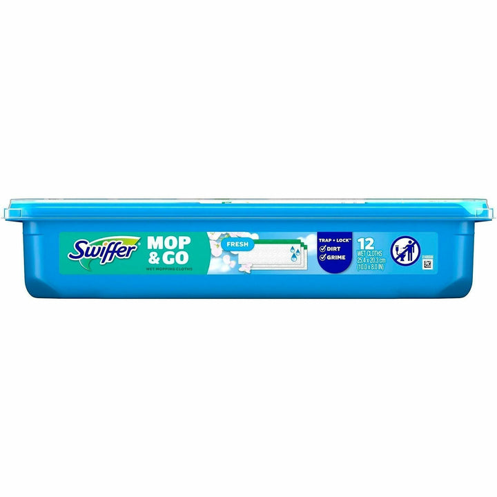 Image of Swiffer 08622 Sweeper Wet Cloths, 8" W x 10" Length, Disposable, Residue-free, Scented, Pre-moistened, Cloth, White, 12 / Pack