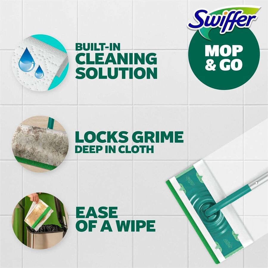 Image of Swiffer 08622 Sweeper Wet Cloths, 8" W x 10" Length, Disposable, Residue-free, Scented, Pre-moistened, Cloth, White, 12 / Pack