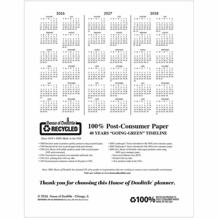 Image of House of Doolittle 29102 Recycled Deco Days Planner