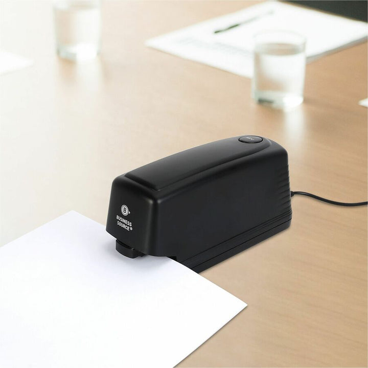 Image of Business Source 65662 Electric Stapler, Staples Upto 25 Sheet, Holds Upto 210 Staple, Full Strip, Black, 1 Each
